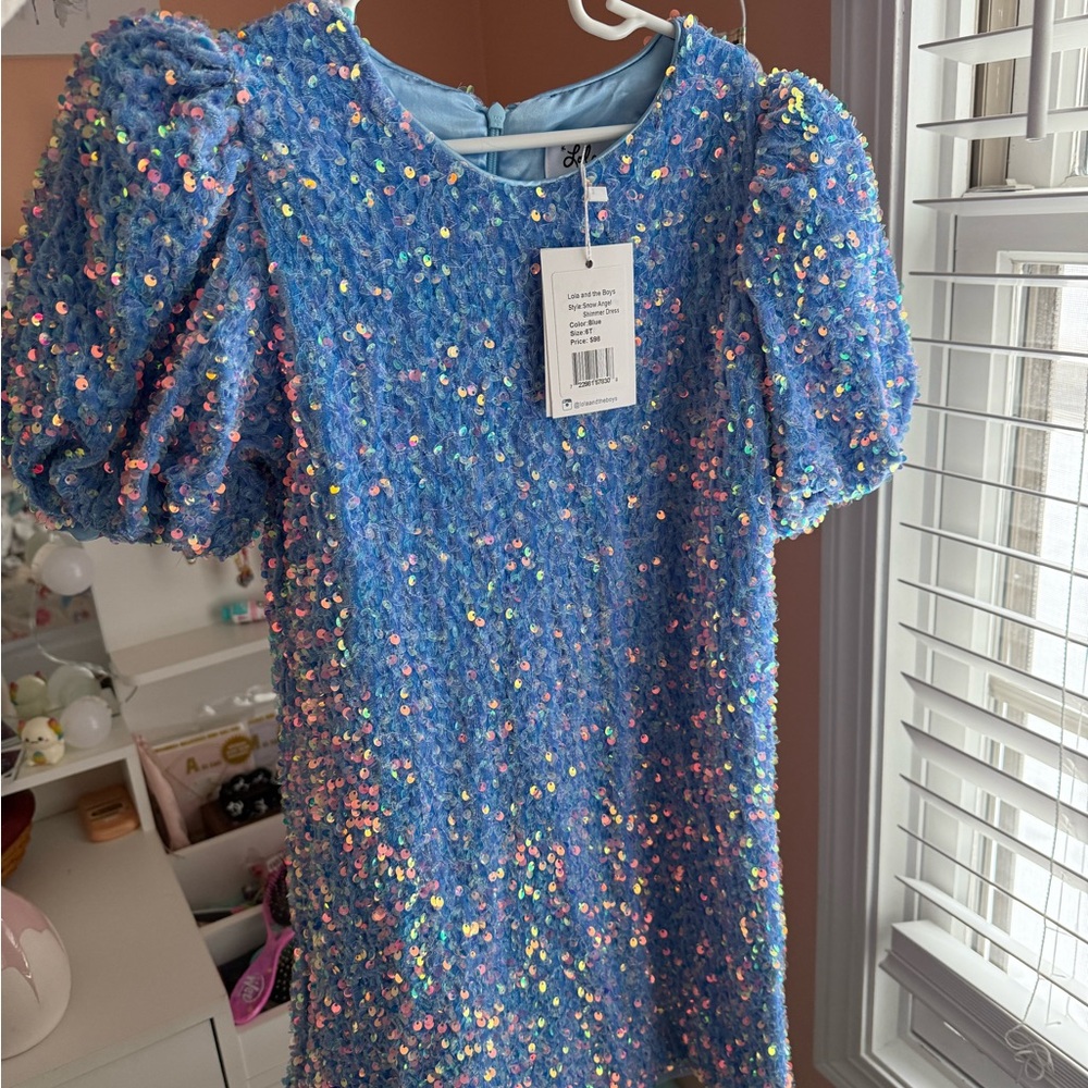 Lola + The Boys Blue Sequin Kids Dress